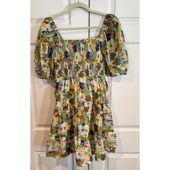 NEW Easel Cotton Poplin Babydoll Eyelet Dress Large Dress - Picture 3 of 8